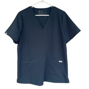 Figs Womens Scrub Top Large Blue Casma 3 Pocket‎ Medical Nursing FW1100
